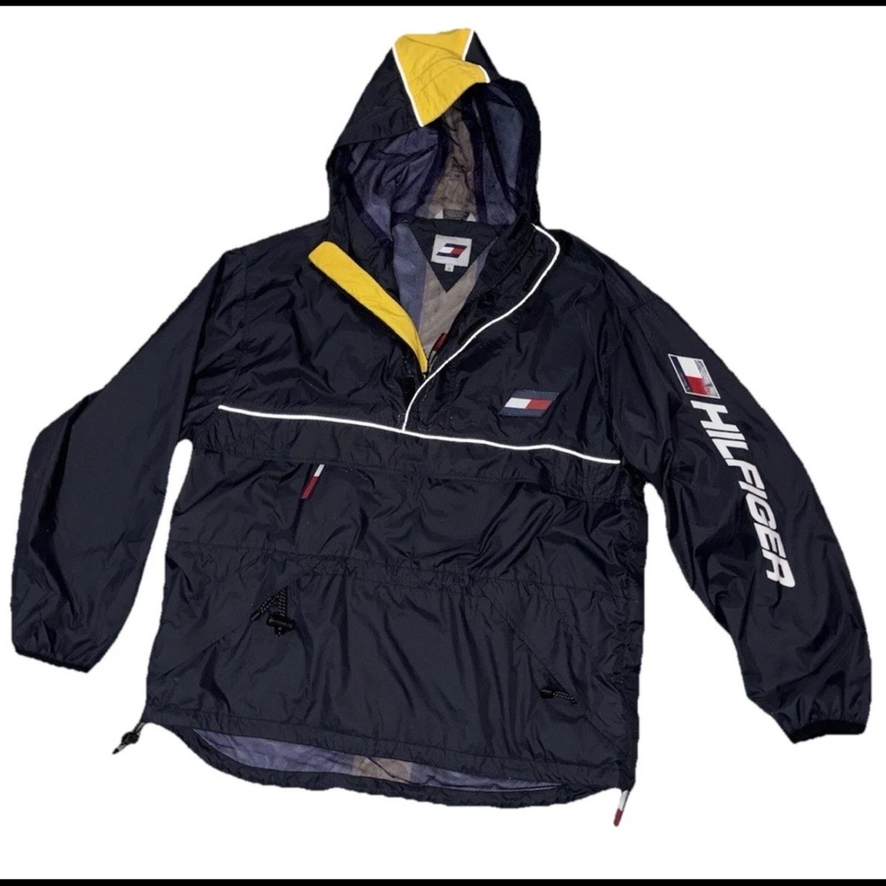 Tommy Hilfiger VTG 90’s Windbreaker Anorak Jacket SZ.L Pullover Spell Out Rare
